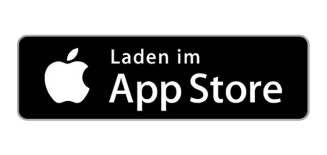 Schwarzes Banner mit dem Text &bdquo;Laden im App Store&ldquo; und Apple-Logo.